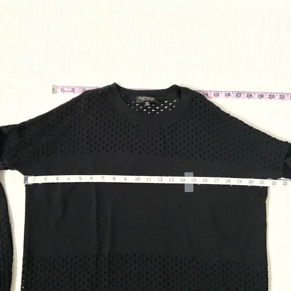 NWOT TOPSHOP Perforated Knit Jersey Sweater Top Size 4 Black - Picture 8 of 11